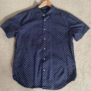 TAYLRD BLUE FLAMINGO SHORT SLEEVE BUTTON DOWN